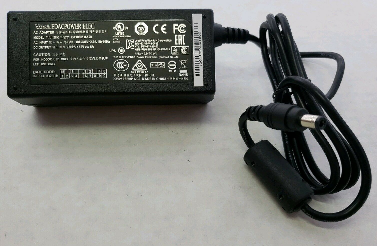 *Brand NEW*12V 6A for EDAC EA10681U-120 AC DC Adapter POWER SUPPLY - Click Image to Close